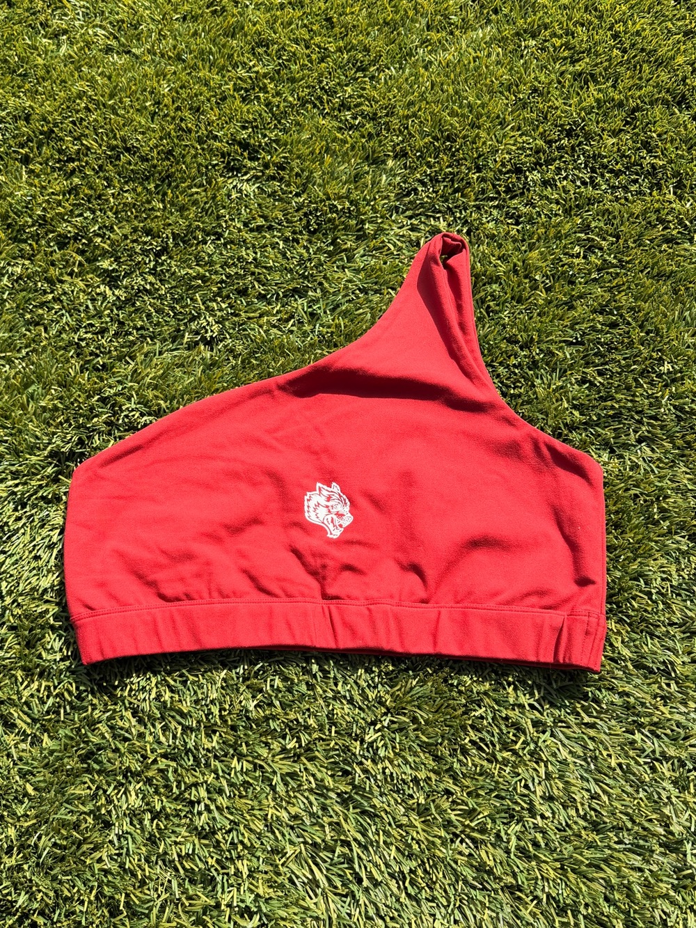 Darc Sport Red One-Shoulder Sports Bra with Logo
